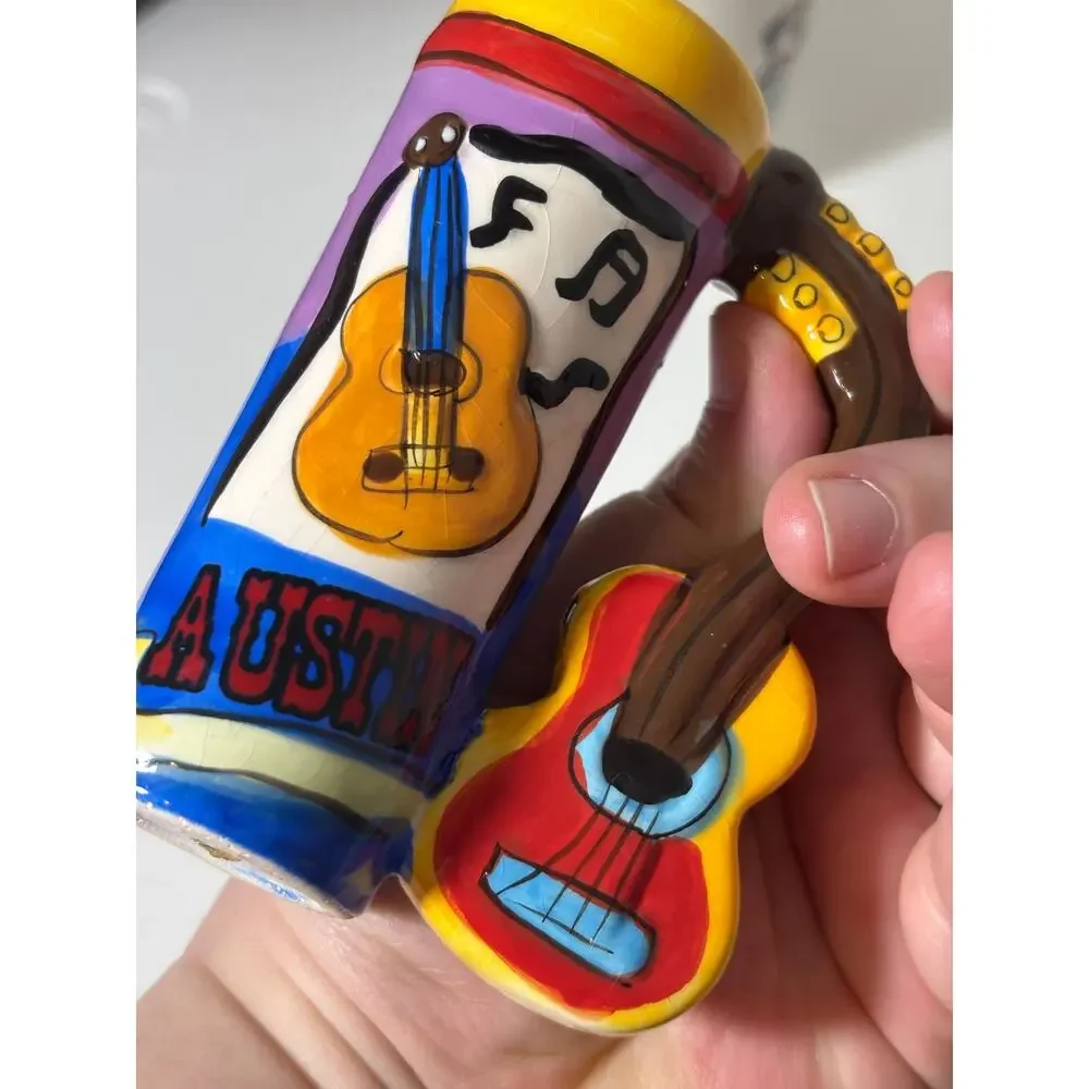 Austin Texas Country Western Hand-Painted Ceramic Novelty Shot Glass / Mini Mug